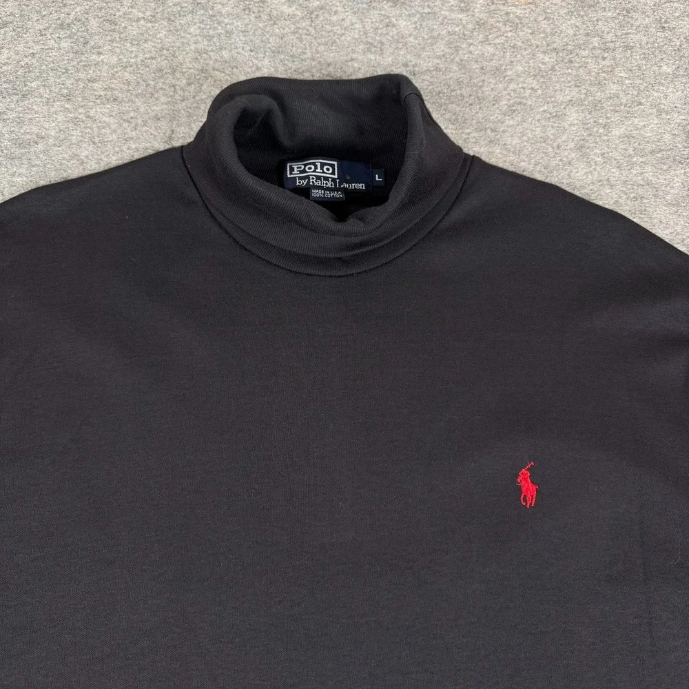 Vintage Polo Ralph Lauren Turtleneck Shirt Long Sleeve USA Black Mens Large L